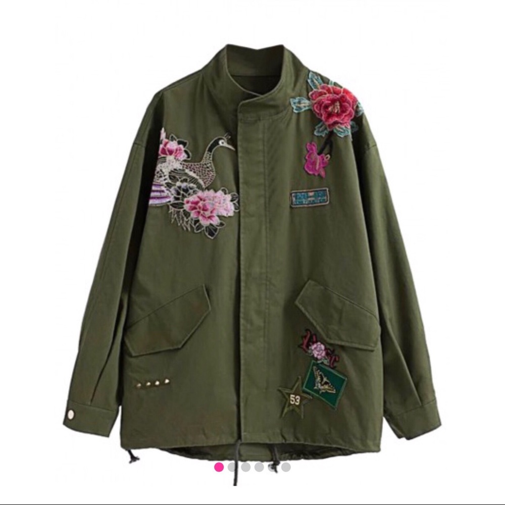 Green Embroidery Coat Jacket - Picture 2 of 4